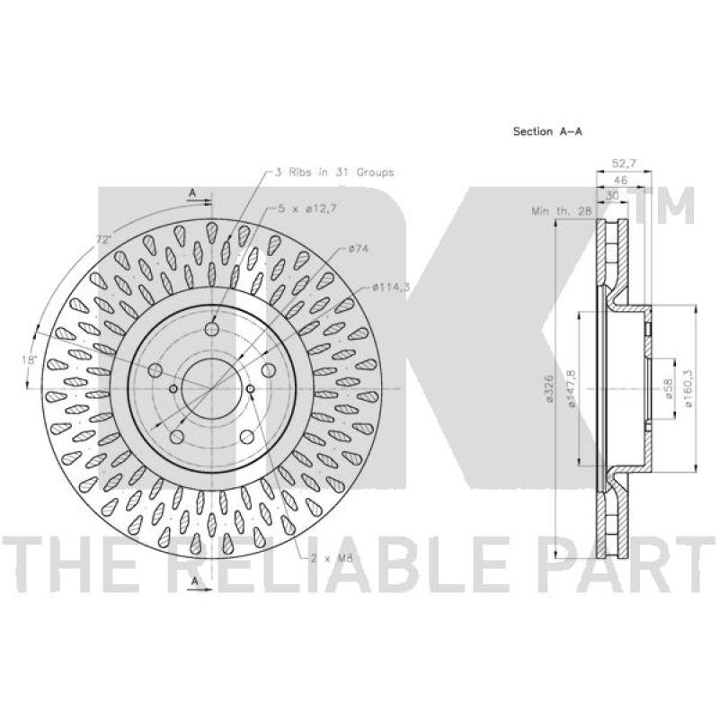 Jeu de 2 disques de frein avant NK 314420 - Visuel 2