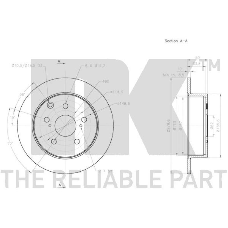 Jeu de 2 disques de frein arrière NK 3145126 - Visuel 2