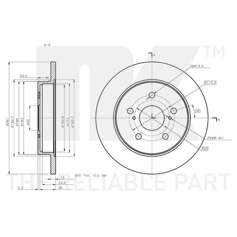 Jeu de 2 disques de frein arrière NK 3145181 - Visuel 2