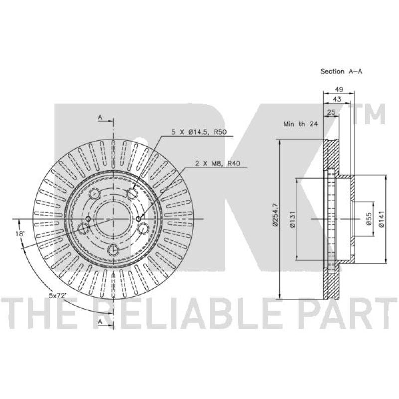 Jeu de 2 disques de frein avant NK 314539 - Visuel 2