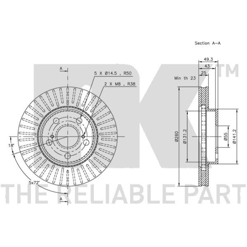 Jeu de 2 disques de frein avant NK 314564 - Visuel 2