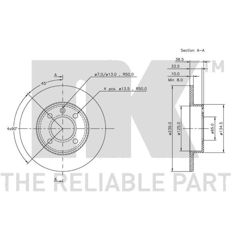Jeu de 2 disques de frein avant NK 314704 - Visuel 2