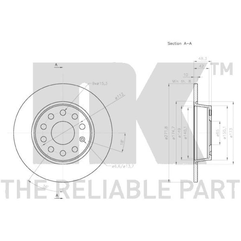 Jeu de 2 disques de frein arrière NK 3147137 - Visuel 2