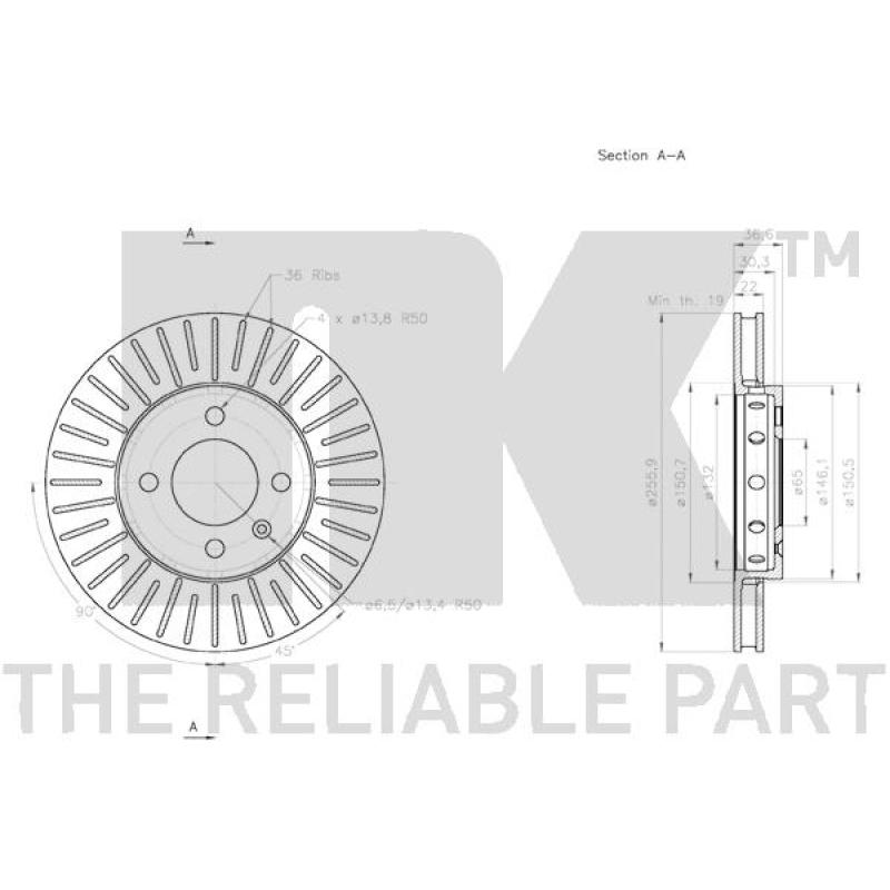 Jeu de 2 disques de frein avant NK 3147157 - Visuel 2