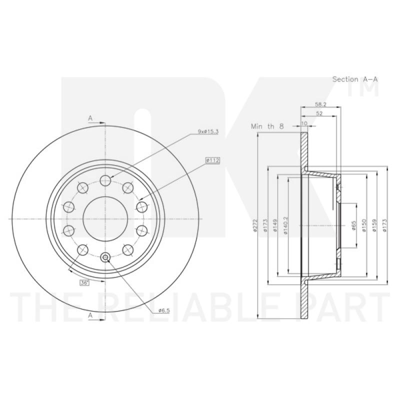Jeu de 2 disques de frein arrière NK 3147175 - Visuel 2