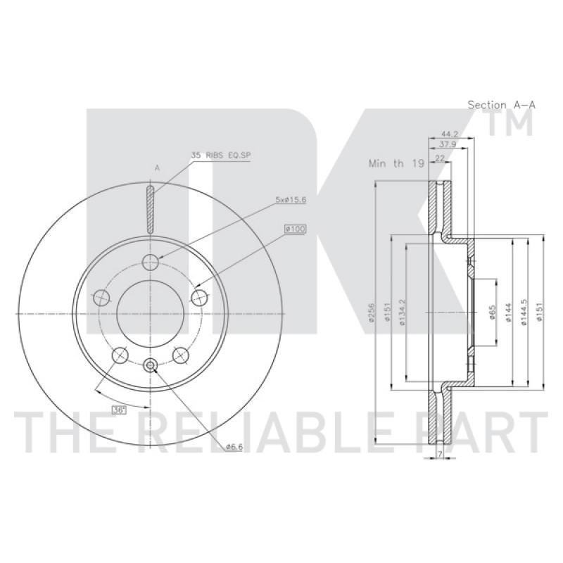 Jeu de 2 disques de frein avant NK 3147176 - Visuel 2