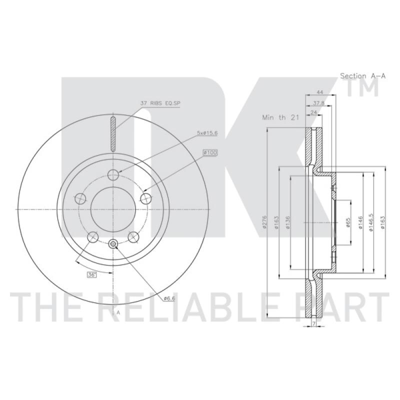 Jeu de 2 disques de frein avant NK 3147177 - Visuel 2