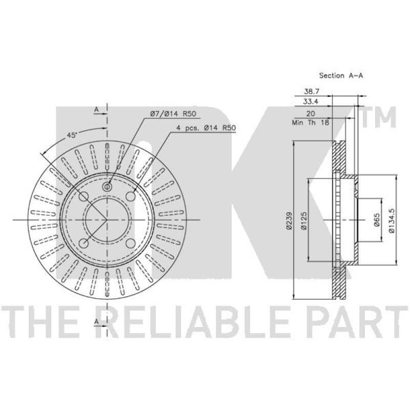 Jeu de 2 disques de frein avant NK 314724 - Visuel 2