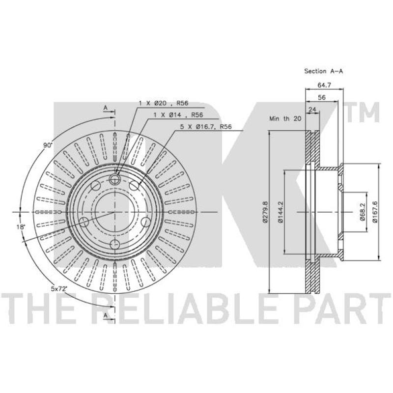 Jeu de 2 disques de frein avant NK 314733 - Visuel 2
