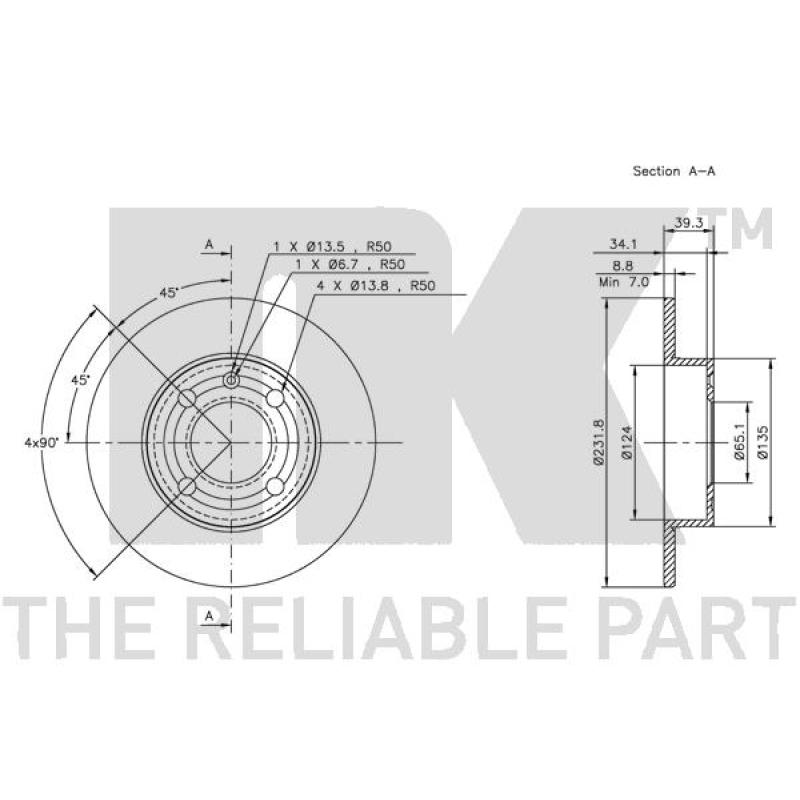 Jeu de 2 disques de frein arrière NK 314771 - Visuel 2