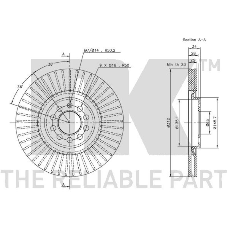 Jeu de 2 disques de frein avant NK 314774 - Visuel 2