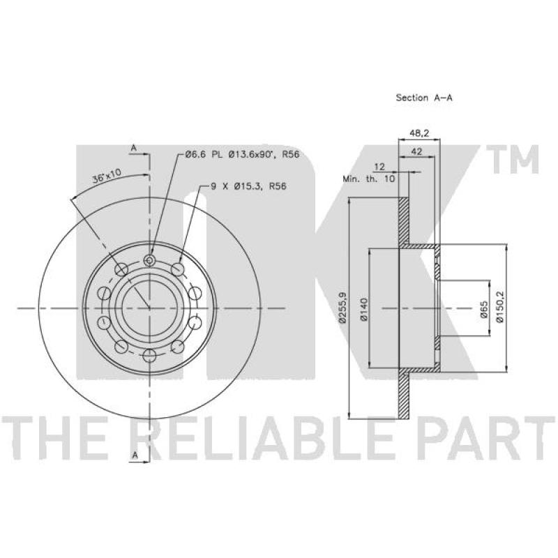 Jeu de 2 disques de frein arrière NK 314794 - Visuel 2