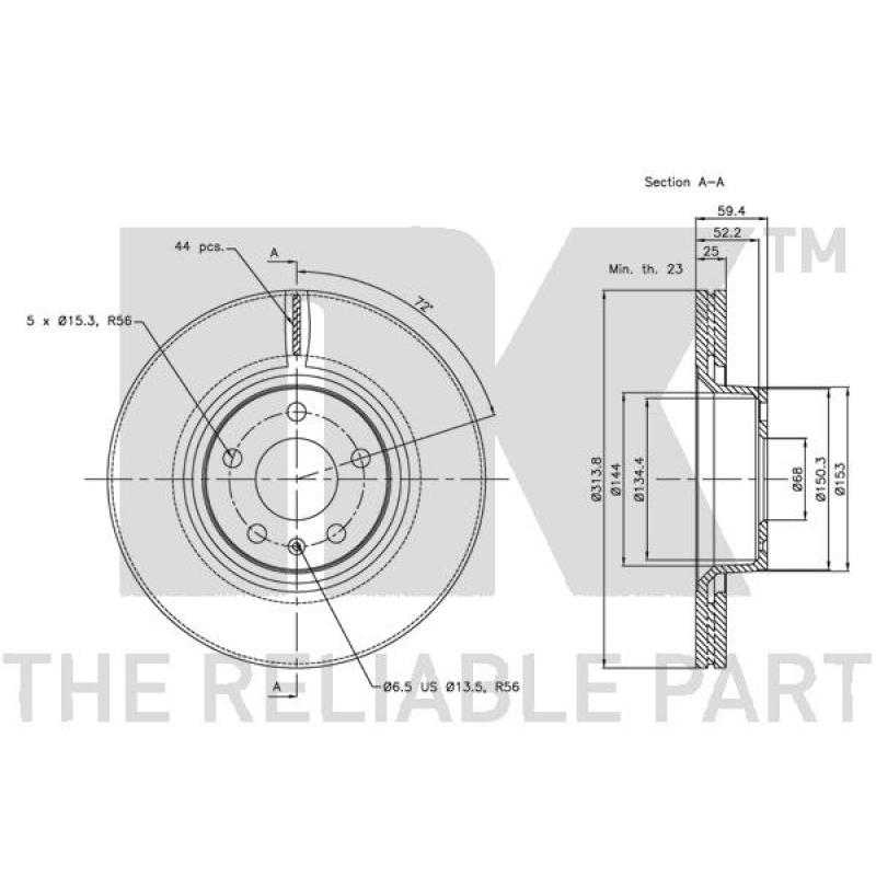 Jeu de 2 disques de frein avant NK 314799 - Visuel 2