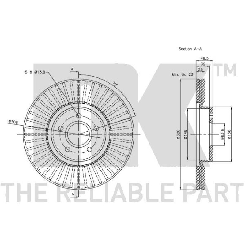 Jeu de 2 disques de frein avant NK 314850 - Visuel 2