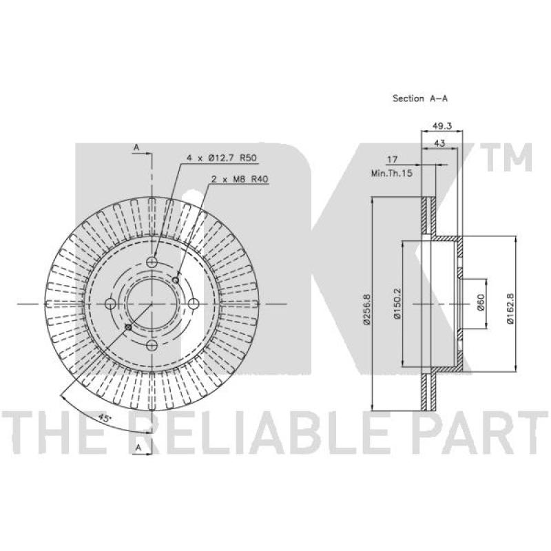 Jeu de 2 disques de frein avant NK 315211 - Visuel 2