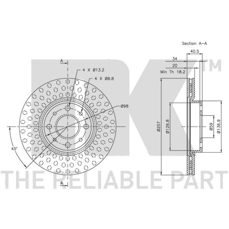 Jeu de 2 disques de frein avant NK 319921 - Visuel 2