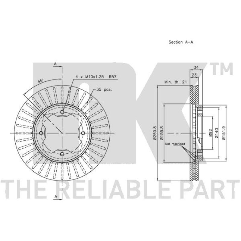 Jeu de 2 disques de frein avant NK 319941 - Visuel 2