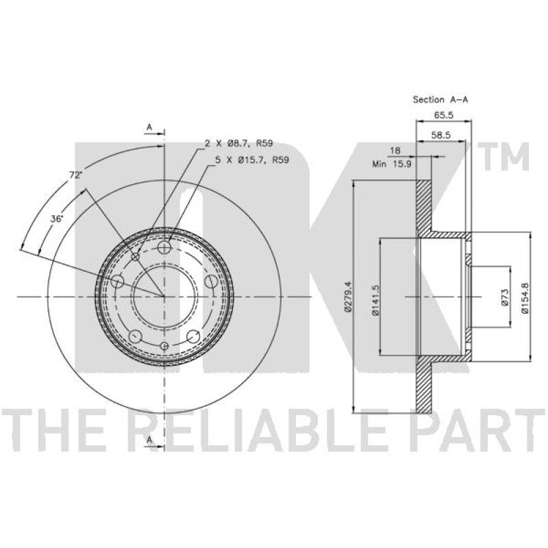 Jeu de 2 disques de frein avant NK 319944 - Visuel 2