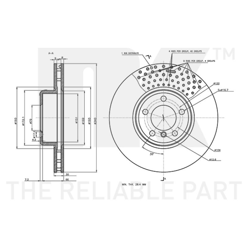 Jeu de 2 disques de frein avant NK 3415120 - Visuel 2