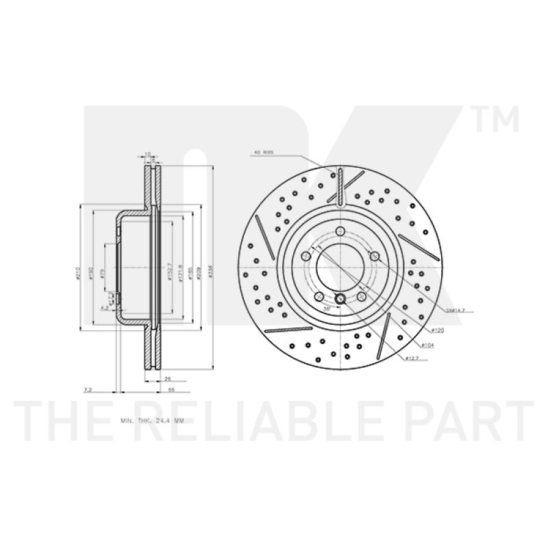 Jeu de 2 disques de frein avant NK 3415121 - Visuel 2