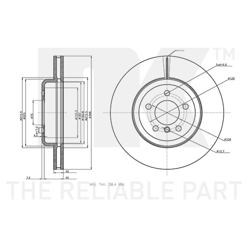 Jeu de 2 disques de frein avant NK 3415122 - Visuel 2
