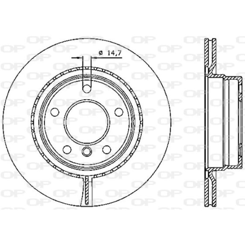 Jeu de 2 disques de frein arrière OPEN PARTS BDA2334.20 - Visuel 1