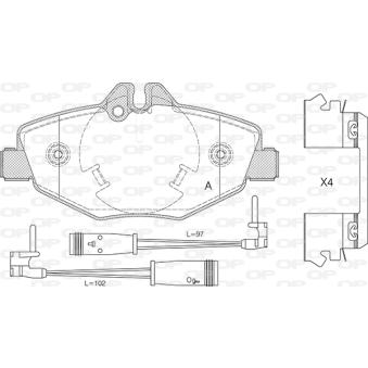 Jeu de 4 plaquettes de frein avant OPEN PARTS OEM 34209920