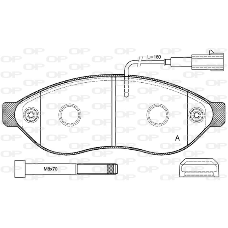Jeu de 4 plaquettes de frein avant OPEN PARTS BPA1237.01 - Visuel 1