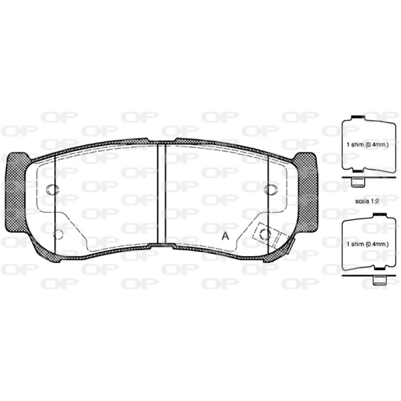 Jeu de 4 plaquettes de frein arrière OPEN PARTS BPA1239.02 - Visuel 1