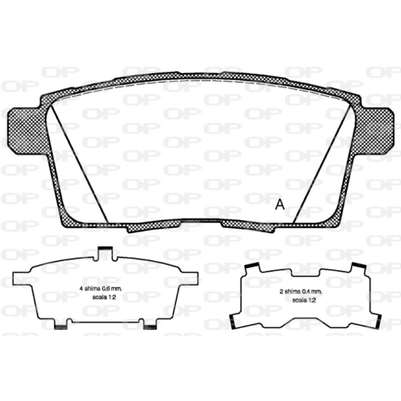 Jeu de 4 plaquettes de frein arrière OPEN PARTS BPA1268.00 - Visuel 1