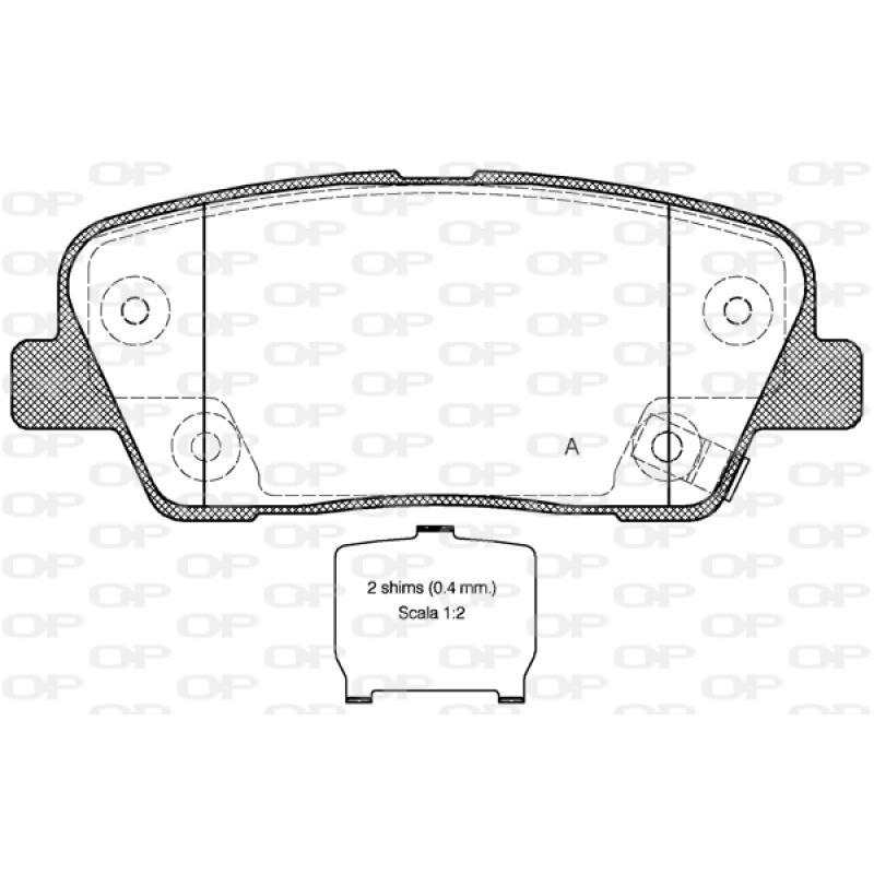 Jeu de 4 plaquettes de frein arrière OPEN PARTS BPA1274.02 - Visuel 1