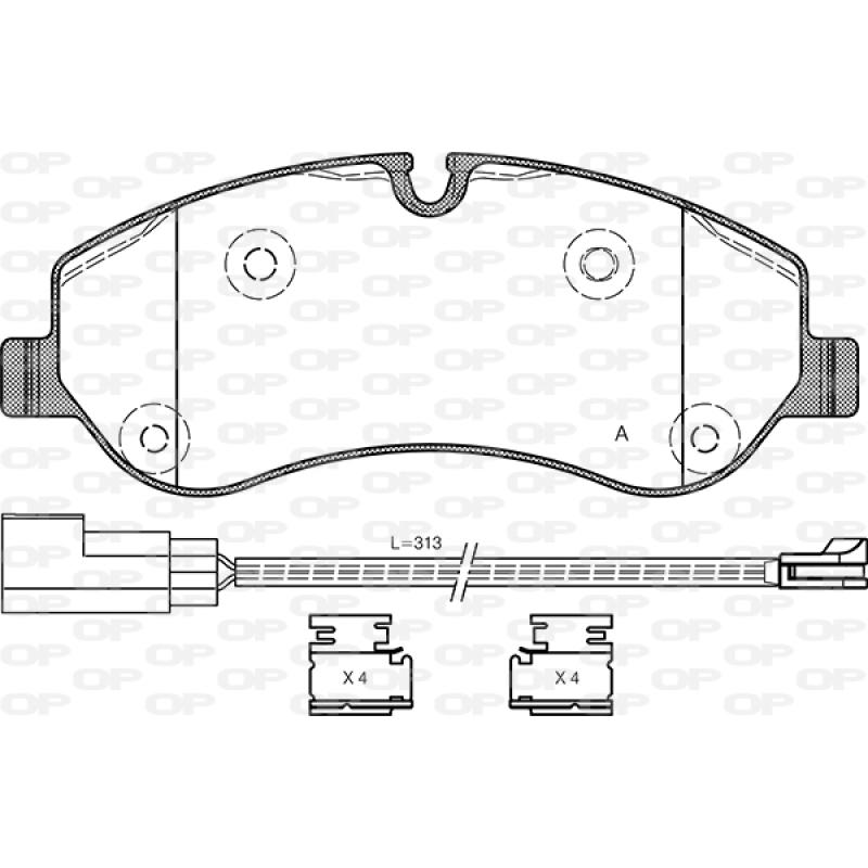 Jeu de 4 plaquettes de frein avant OPEN PARTS BPA1520.02 - Visuel 1