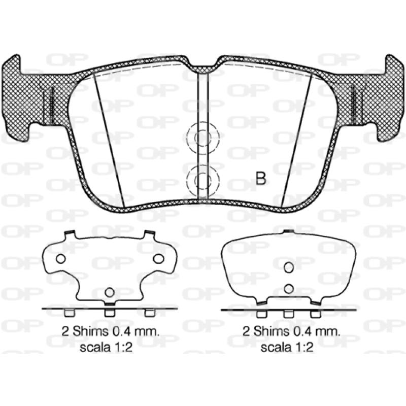 Jeu de 4 plaquettes de frein arrière OPEN PARTS BPA1551.12 - Visuel 2