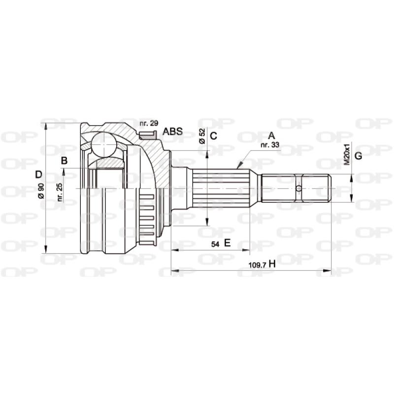 Embout de cardan avant (kit de réparation) OPEN PARTS CVJ5047.10 - Visuel 1
