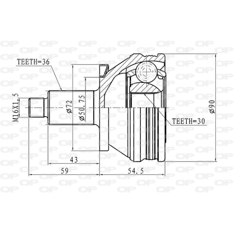Embout de cardan avant (kit de réparation) OPEN PARTS CVJ5434.10 - Visuel 1
