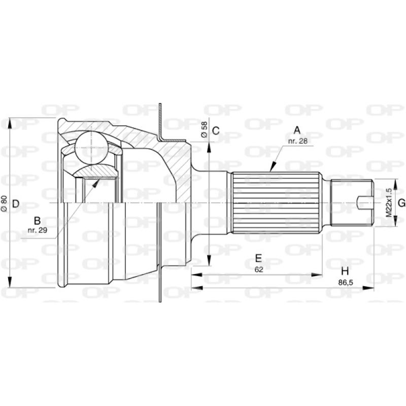 Embout de cardan avant (kit de réparation) OPEN PARTS CVJ5732.10 - Visuel 1