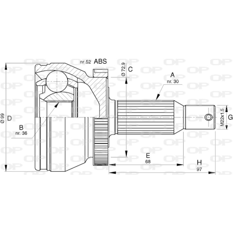Embout de cardan avant (kit de réparation) OPEN PARTS CVJ5788.10 - Visuel 1