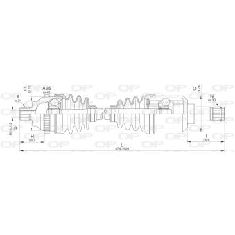 Arbre de transmission arrière gauche OPEN PARTS OEM 0003234V010000000
