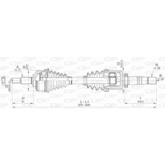 Arbre de transmission avant droit OPEN PARTS [DRS6481.00]