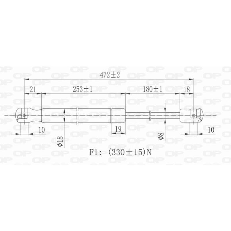 Vérin de hayon, de coffre OPEN PARTS GSR6013.00 - Visuel 1