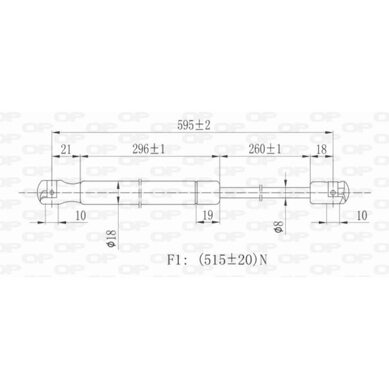 Vérin de hayon, de coffre OPEN PARTS GSR6014.00 - Visuel 1