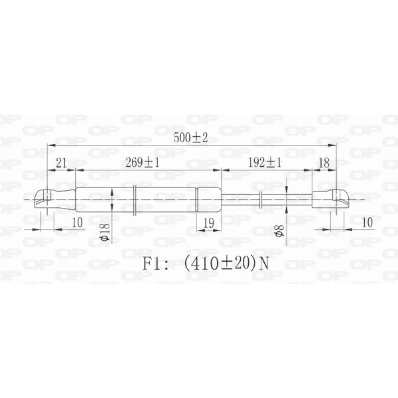 Vérin de hayon, de coffre OPEN PARTS GSR6043.00 - Visuel 1