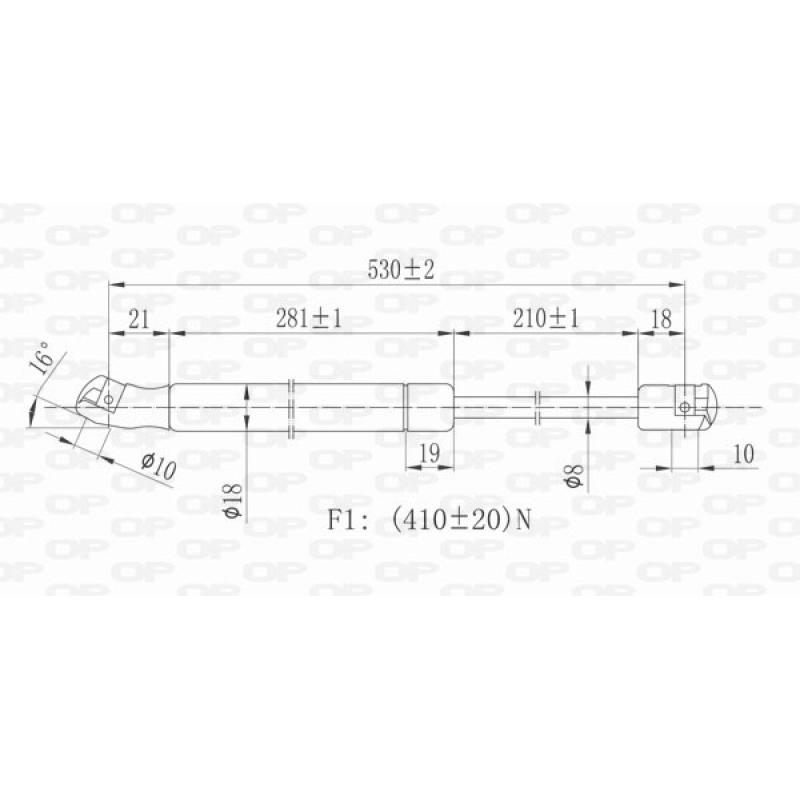 Vérin de hayon, de coffre OPEN PARTS GSR6057.00 - Visuel 1