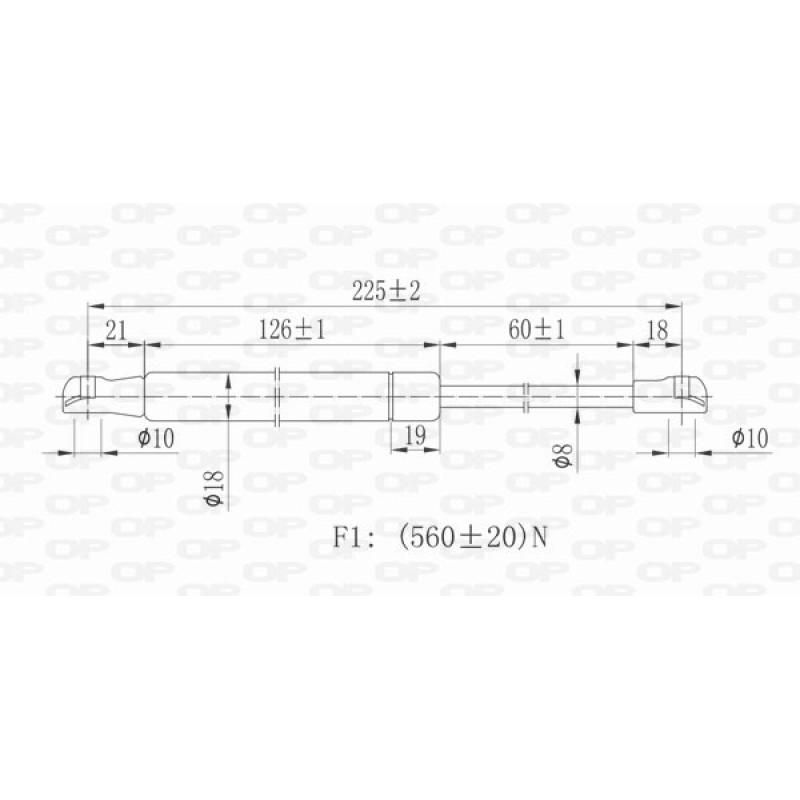 Vérin de hayon, de coffre OPEN PARTS GSR6059.00 - Visuel 1
