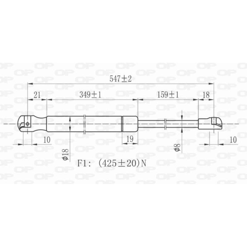 Vérin de hayon, de coffre OPEN PARTS GSR6074.00 - Visuel 1