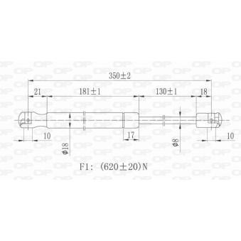 Vérin de hayon, de coffre OPEN PARTS GSR6078.00 pour LADA 111 1.9 JTD - 110cv