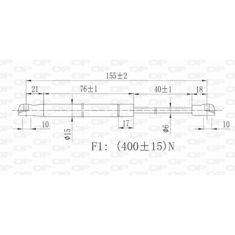 Vérin de hayon, de coffre OPEN PARTS GSR6081.00 - Visuel 1
