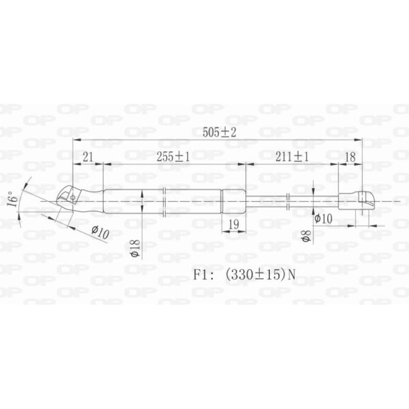 Vérin de hayon, de coffre OPEN PARTS GSR6086.00 - Visuel 1