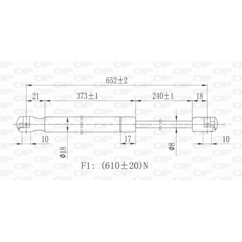 Vérin de hayon, de coffre OPEN PARTS GSR6089.00 - Visuel 1