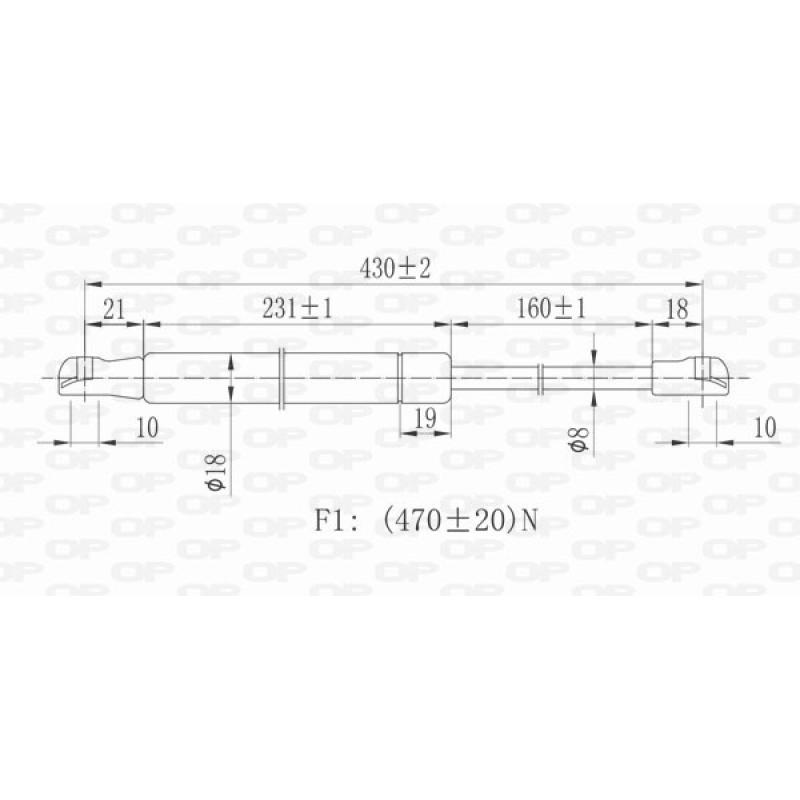 Vérin de hayon, de coffre OPEN PARTS GSR6092.00 - Visuel 1
